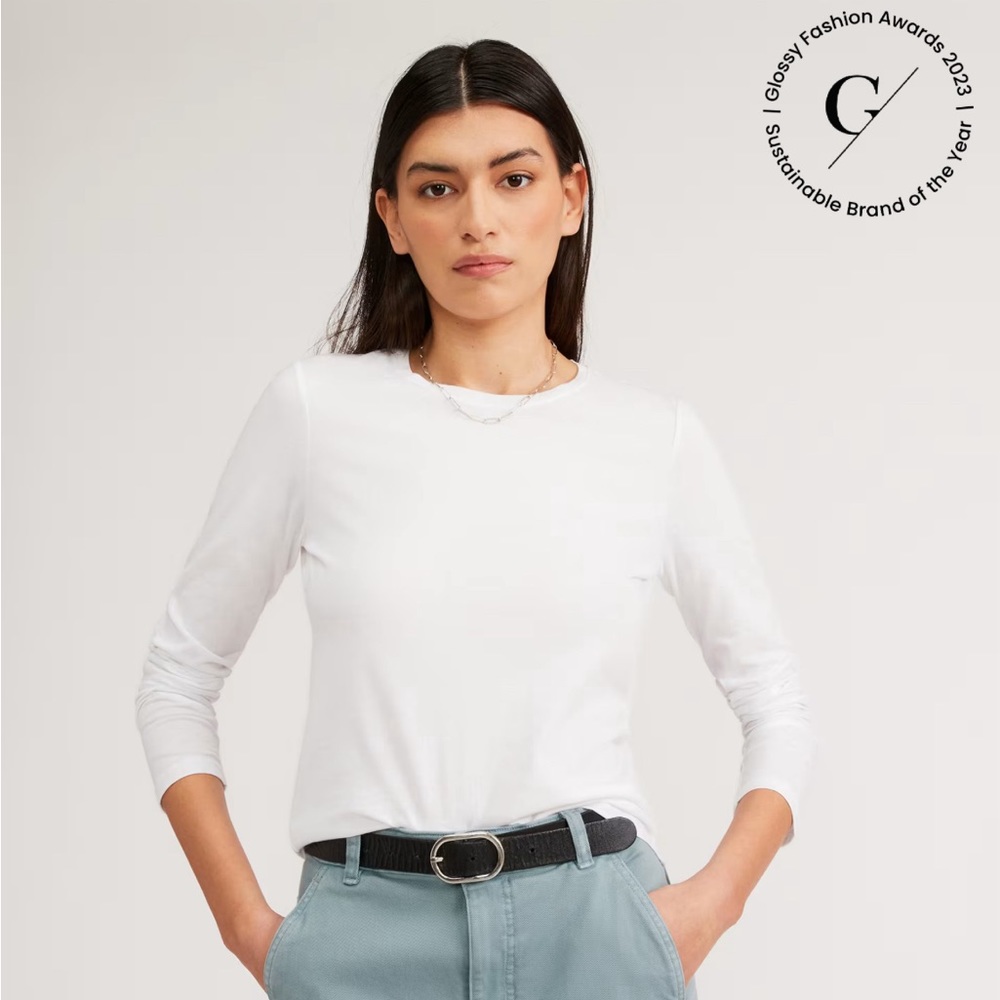 NWT - Everlane The Organic Cotton Long-Sleeve Crew - White - Medium
